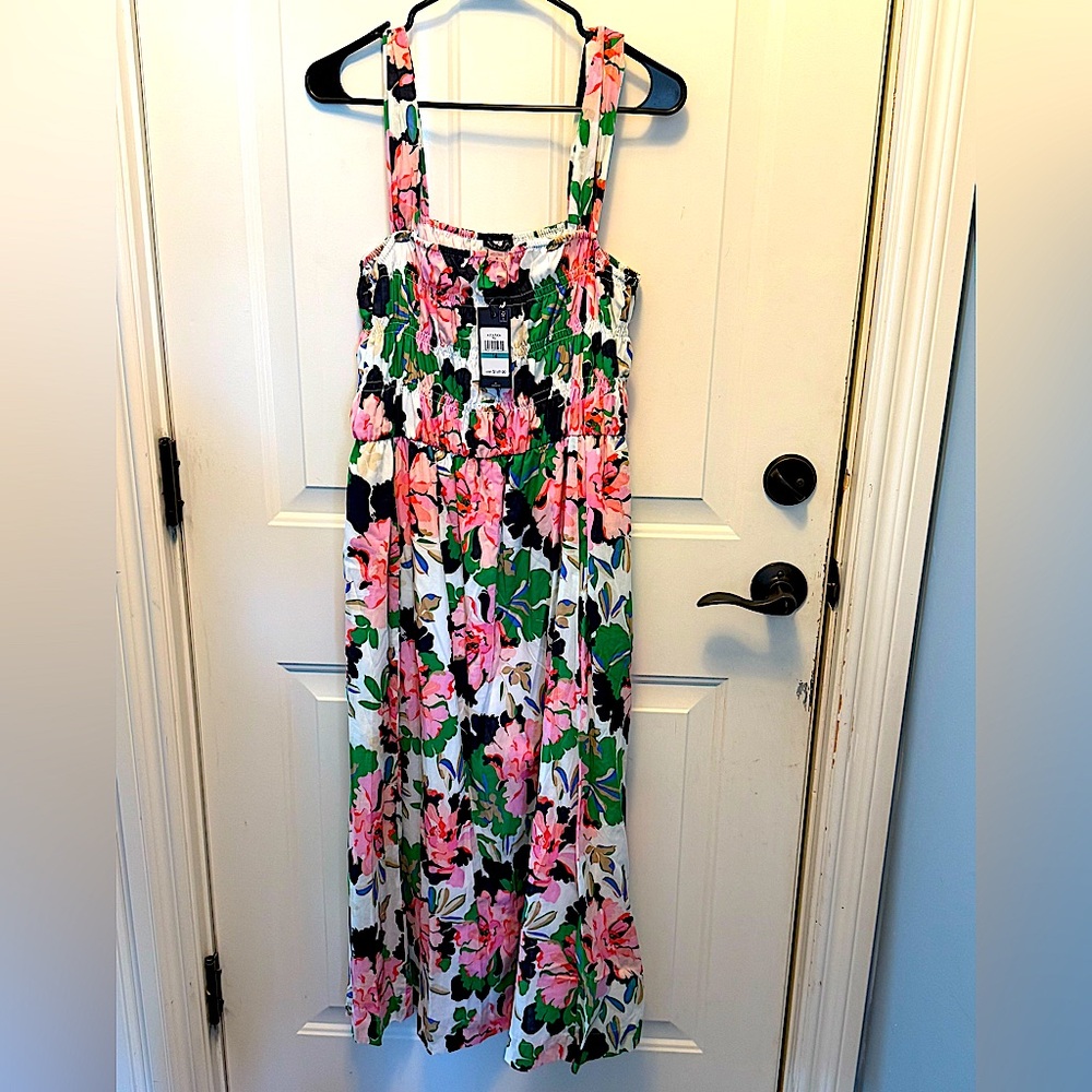 Tommy Hilfiger Pink, Green & White Floral Maxi Dress
